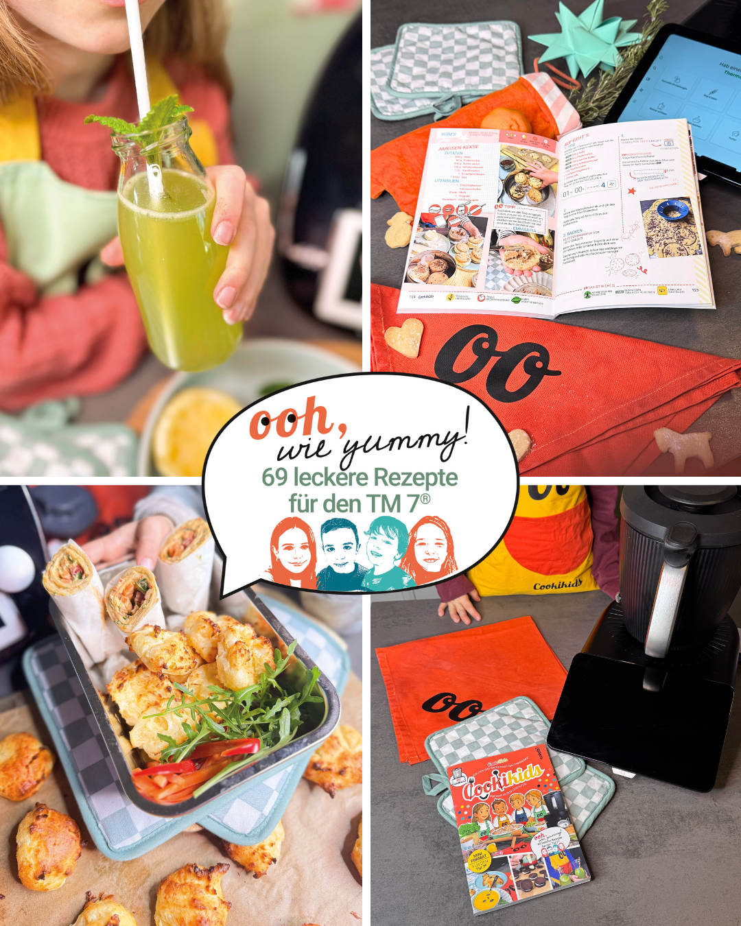 Cookikids TM7® SET Buch mit Schürze: Kochen und Backen mit dem Thermomix® TM7 (Mini Format DIN A5) für Kids ab dem Lesealter!