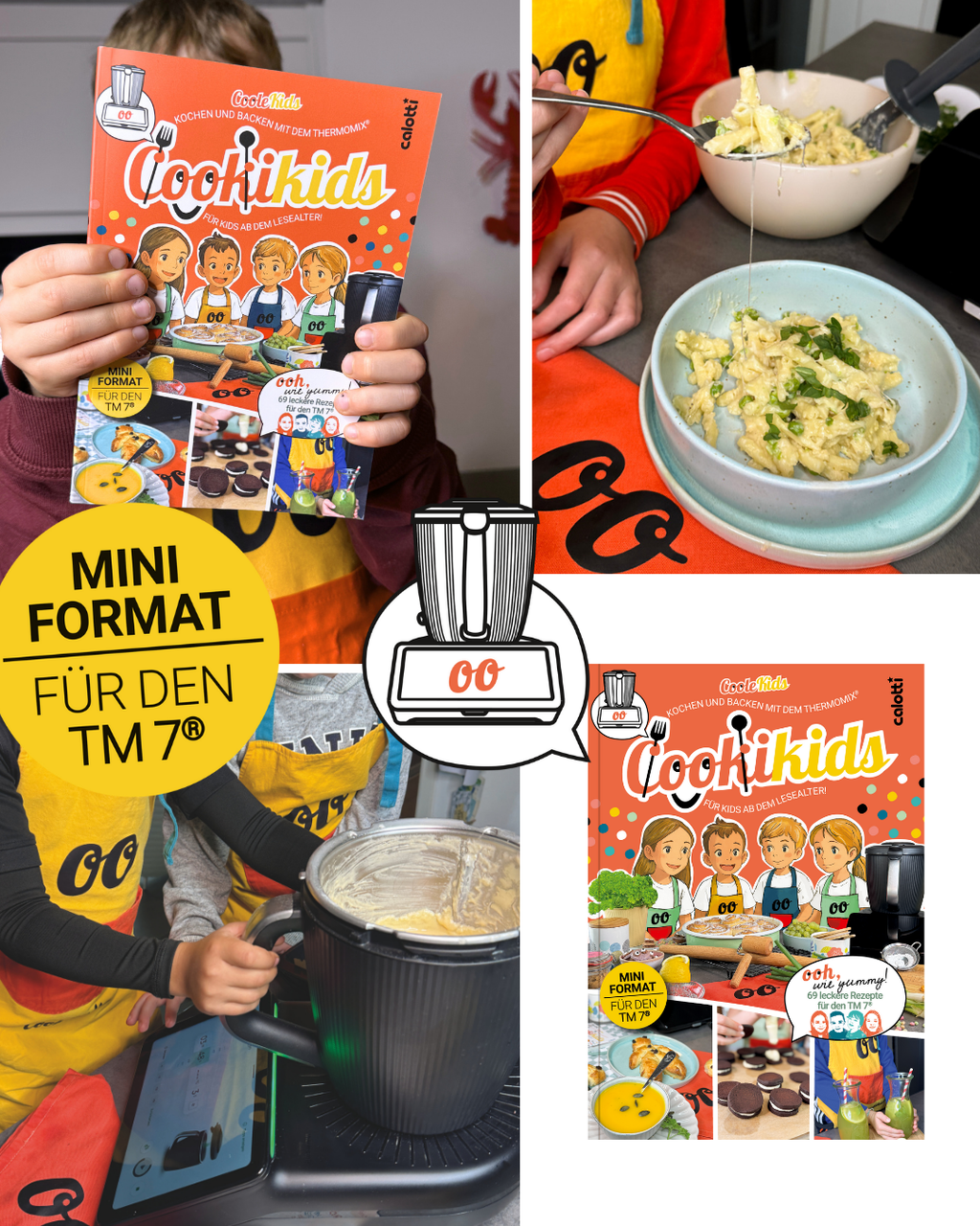 Cookikids TM7® SET Buch mit Schürze: Kochen und Backen mit dem Thermomix® TM7 (Mini Format DIN A5) für Kids ab dem Lesealter!