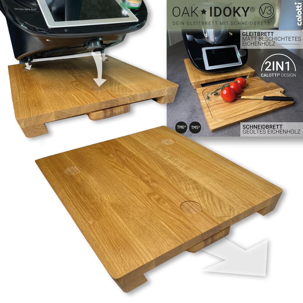 Calotti Oak Idoky Gleitbrett mit Schneidbrett fuer den Thermomix®