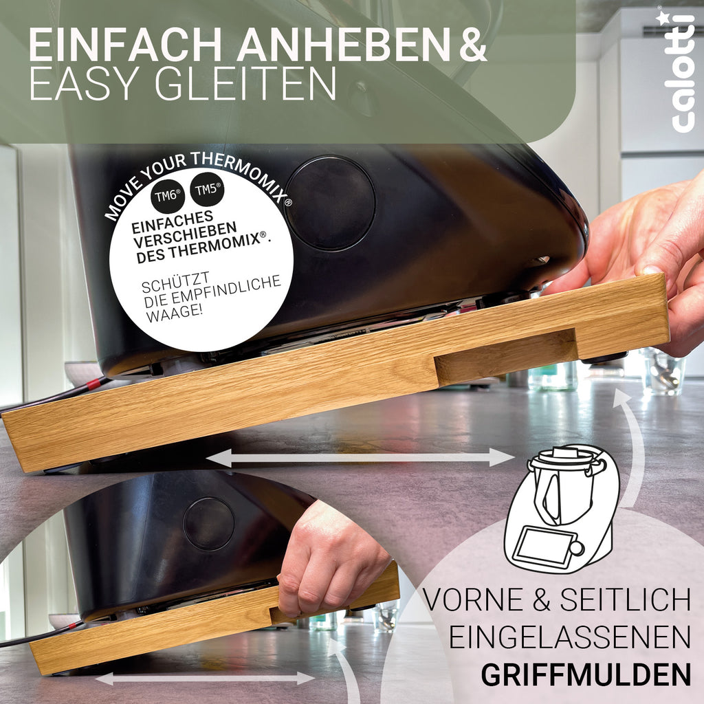 Calotti Oak Idoky Gleitbrett mit Schneidbrett fuer den Thermomix®