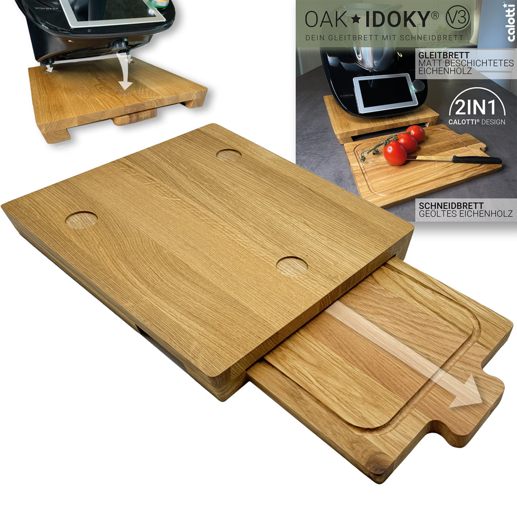 Calotti Oak Idoky Gleitbrett mit Schneidbrett fuer den Thermomix®