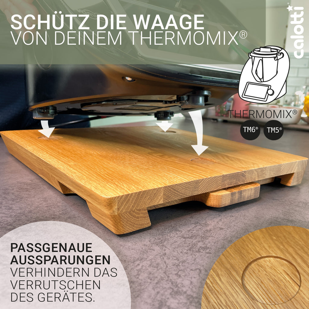 Calotti Oak Idoky Gleitbrett mit Schneidbrett fuer den Thermomix®