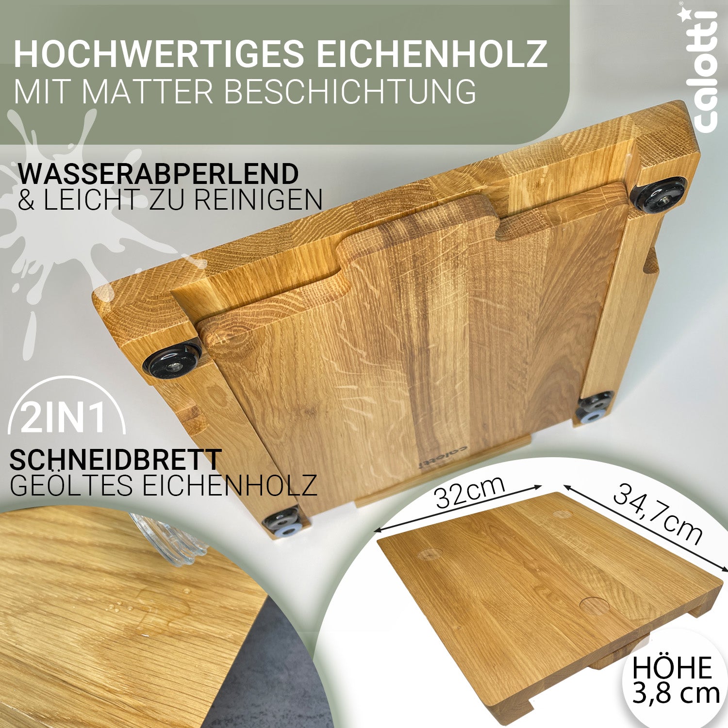 Calotti Oak Idoky Gleitbrett mit Schneidbrett fuer den Thermomix®