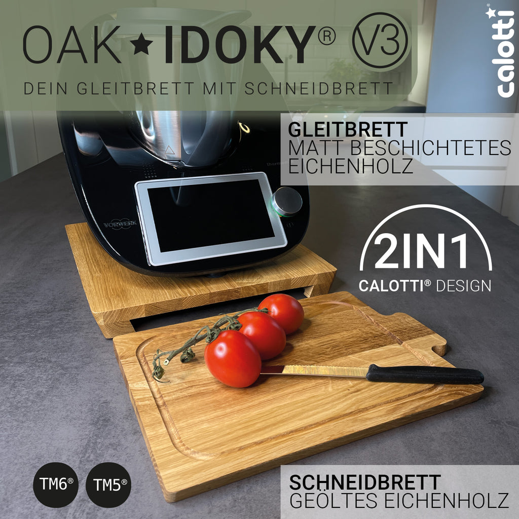 Calotti Oak Idoky Gleitbrett mit Schneidbrett fuer den Thermomix®