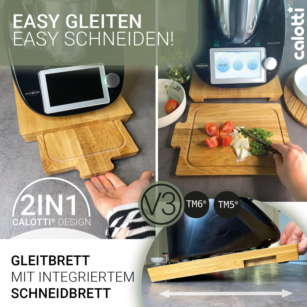 Calotti Oak Idoky Gleitbrett mit Schneidbrett fuer den Thermomix®