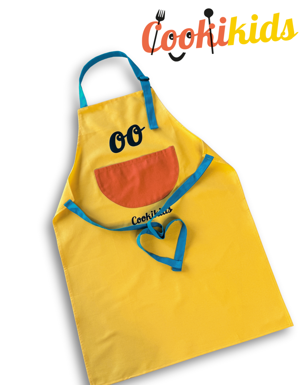 Cookikids Kinderschürze, Schürze, 100% Baumwolle, mit Tasche, verstellbarer Nackengurt. Passend zum Cookikids Kinderkochbuch für den Thermomix.