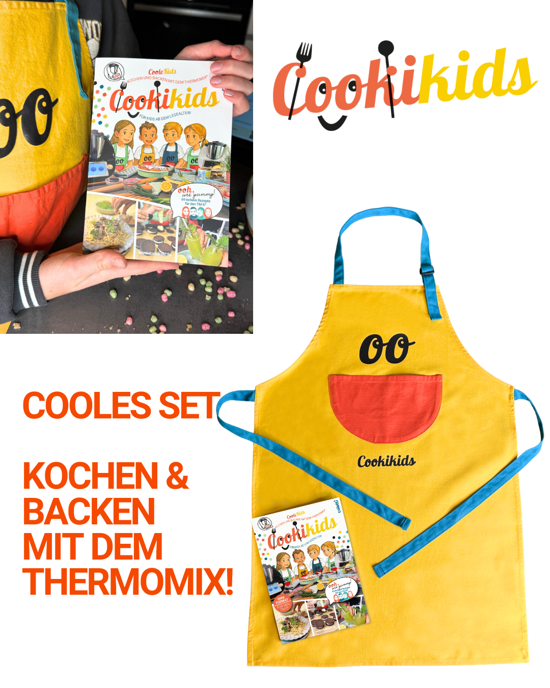 cookikids, calotti, thermomix, tm6, tm5, geschenkset, geschenkidee, kinderkochbuch, kinderschuerze