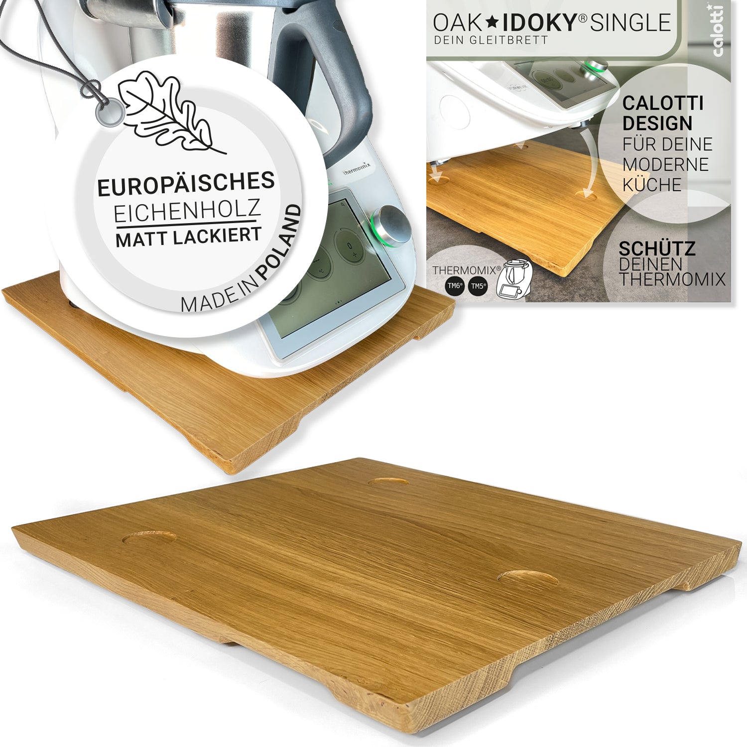 Calotti Gleitbrett für den Thermomix® aus Eichenholz
