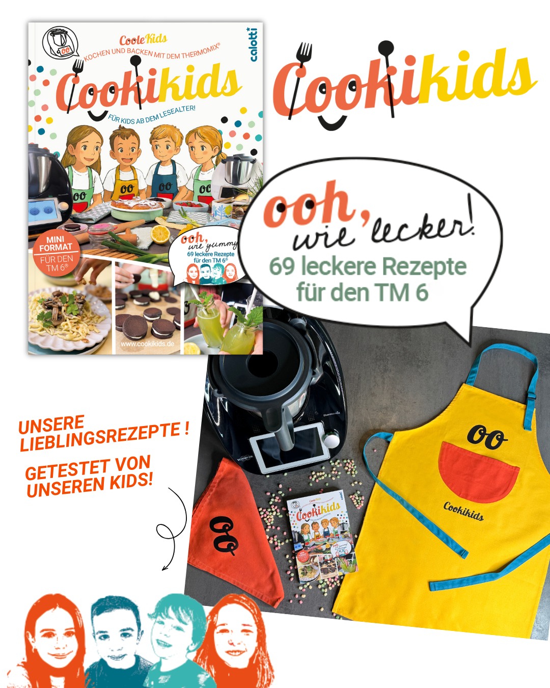 cookikids, calotti, thermomix, tm6, tm5, geschenkset, geschenkidee, kinderkochbuch, kinderschuerze